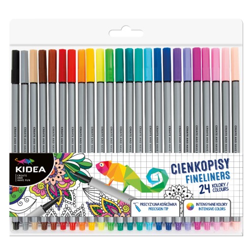 Farebné jemné linky súprava 24 farieb KIDEA súprava jemných liniek v kufríku