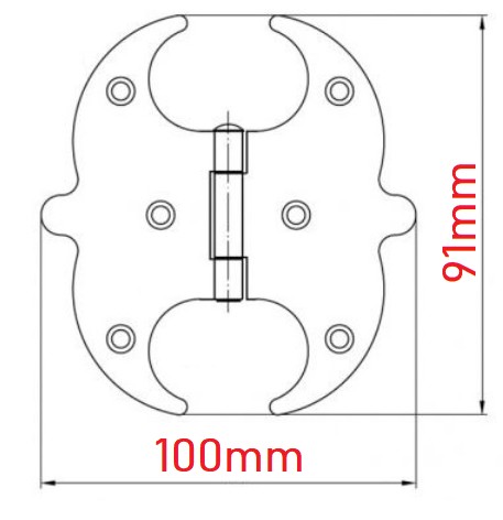 Ozdobný šróbovací pánt čiernej farby, MEDIUM 100/91mm