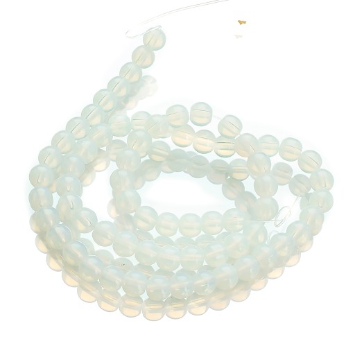 Syntetické opalitové korálky, trieda AA, okrúhle, biele, 6 mm, cca 50ks/nič