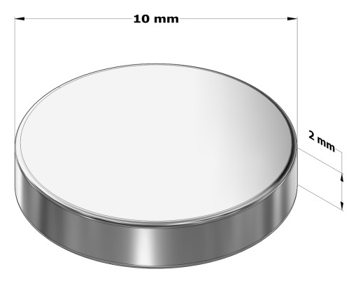 SILNÝ VALEC NEODYMIOVÝ MAGNET 10x2 mm, okrúhly, Sensei - 10 ks.