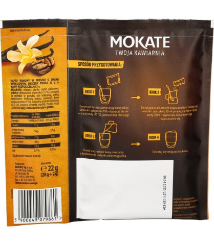 Instantný kávový nápoj Vanilla Coffee Latte s penou bez espresso kávovaru Mokate
