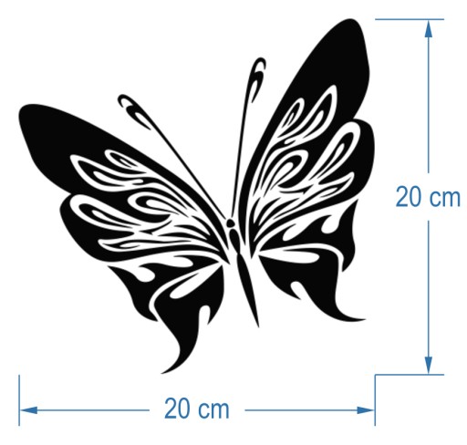 Samolepka na stenu s motýľom, MOTÝĽ, 20 cm