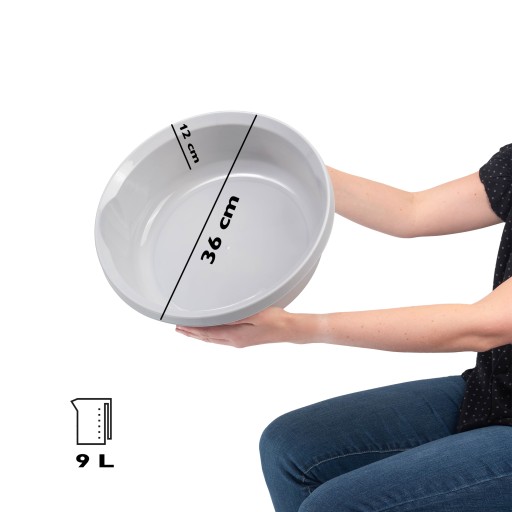 MISKA PLASTOVÁ 9L, okrúhla PAVEL, SIVÁ