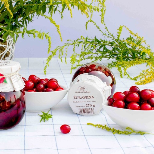 BRUSINKY KYSLENÉ OVOCIE V SLADKOM SIRUPOVOM SIROPE 270g Ogródek Dziadunia