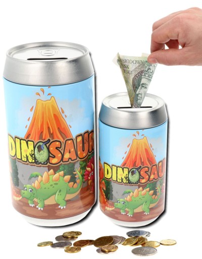 2v1 OTVÁRANÁ SÚPRAVA KOVOVÉHO PRASIATKA. BOX NA PRASIATKO 2 ks DINOSAUR D4