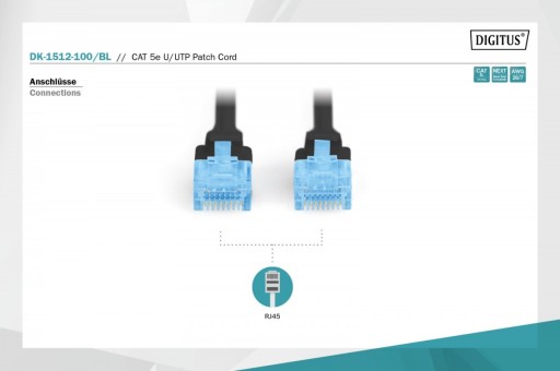 DIGITUS Prepojovací kábel U/UTP kat.5e PVC 10m Čierna