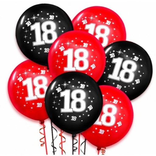 Gumové balóny k 18. narodeninám červené 12 palcov 10 ks.