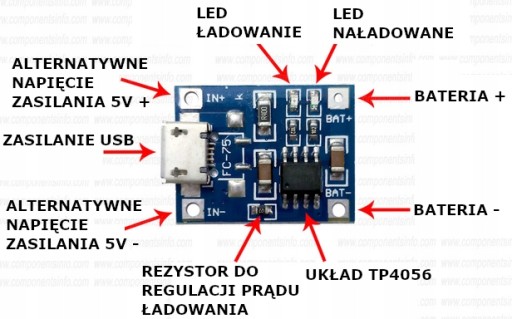 Li-ion 5V 1A 18650 TP4056 USB typ C nabíjačka