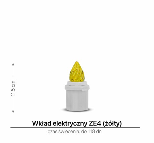 Elektrická LED vložka 11,5 cm Yellow ZE4 s 2xR14 LUX3 batériami