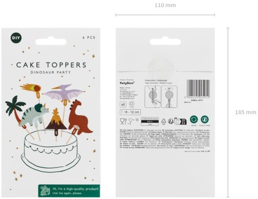 OZDOBENIE NÁDOBNÉ NÁDOBKY NA KOLÁČKY ZBERAČE TORTY DINOSAURY DINO 6KS