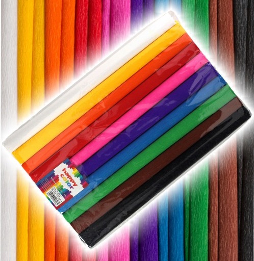 Happy Color CRIPPED SADA hodvábneho papiera 10 farieb (MIX A) 25x200 cm