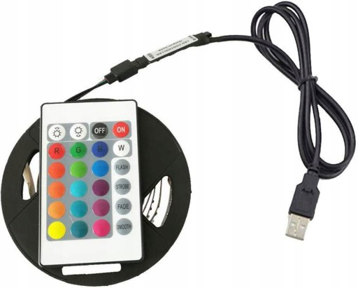RGB LED PÚH USB S DIAĽKOVÝM 5V FAREBNÝM LED TV PODSVETĽENÍM TV 2M + DIAĽKOVÉ