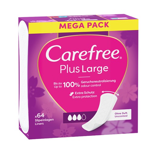 CAREFREE Plus Veľké hygienické vložky Light Scent 64 ks