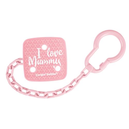 CANPOL BABIES I Love Mummy retiazka na cumlík, ružová