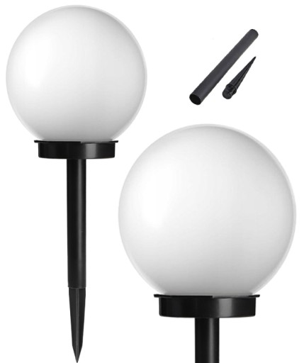 LED solárne guľové záhradné svietidlo, biele, 10 cm, pre záhradný stĺp
