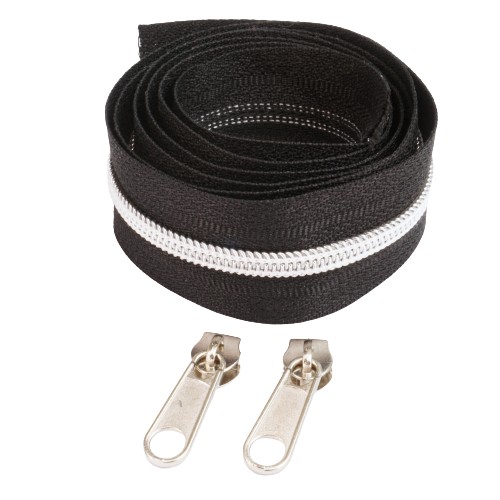 Páska na zips 5mm špirála čierna strieborná špirála