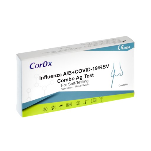 CorDx COMBO TEST 4v1 - chrípka TYP A+B COVID-19 RSV - CITLIVÝ DOMÁCI ANTIGEN