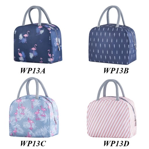 Termálna taška LUNCH BOX Pikniková izolovaná pre jedlo tmavomodré plameniaky