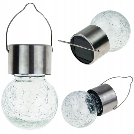 LED SOLARNÁ LAMPA ZÁHRADNÉ SKLENENÉ DEKORATÍVNE ZÁVESNÉ GUĽOVÉ BALKÓNOVÝ HÁK