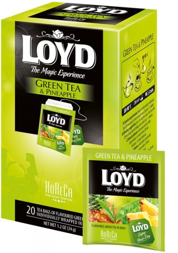Ochutený zelený čaj v obálkach Loyd Horeca Green Tea ananás 20 ks