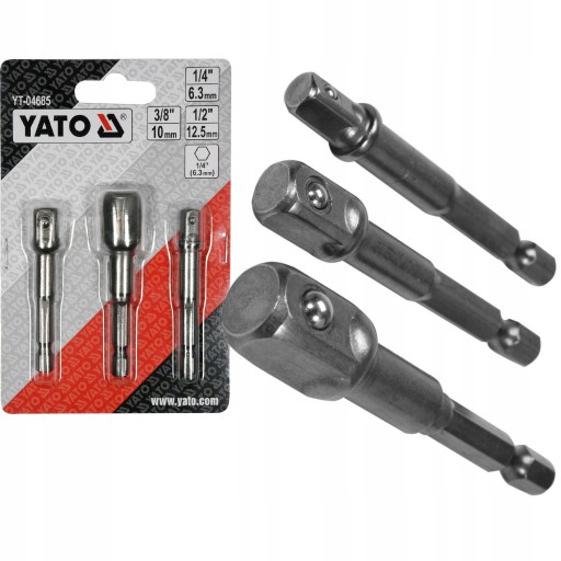 YATO SÚPRAVA HEX ADAPTÉRU SADA PRE ZÁSUVKY 1/4 3/8 1/2 OCEL 40CR YT-04685