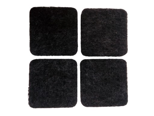 Plstené podložky pod nábytok, stoličky, taburetky, VEĽKÉ čierne štvorce 4 cm x 4 cm