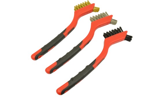 3 RUČNÉ DRôTENÉ KEFY, MOSADZNÉ, štrbinové