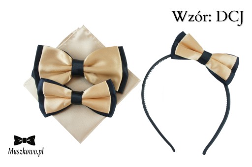 Dvojfarebná čelenka BLACK-BEIGE GOLD BOW