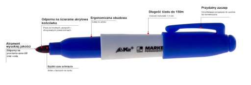 Mini permanentný popisovač fixka s plsteným hrotom K2 modrá 1 ks