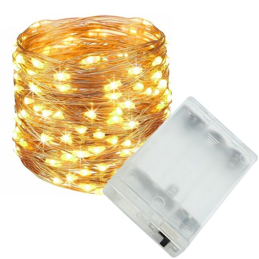 DRÔTOVÉ LAMPY 100 LED BATÉRIÍ BIELY TEPLÝ VIANOČNÝ STROMČEK SVETLO VIANOČNÝ STROMČEK