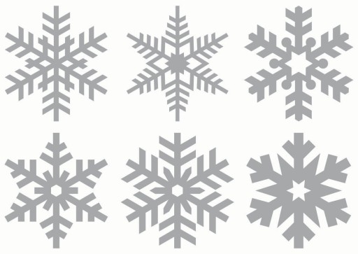 Nálepky SNEHOVÉ VLOČKY 10cm 6ks STRIEBORNÉ