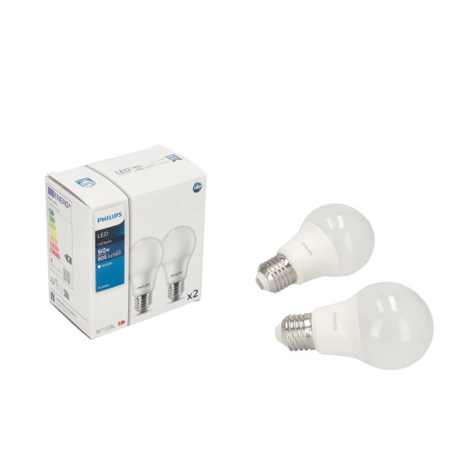 PHILIPS SET 2x E27 LED žiarovka 8W = 60W 4000K NEUTRÁLNA BIELA 806lm A60