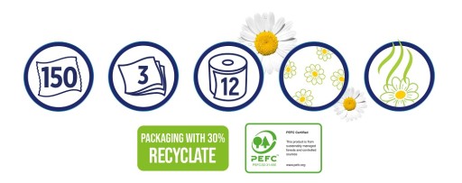 Zamatový toaletný papier Harmanček a Aloe 12 roliek