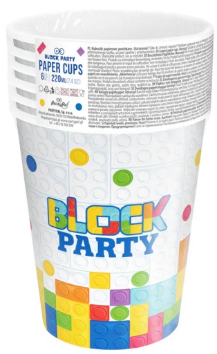 Papierové poháre Colorful Blocks Birthday Party 200ml 6ks.