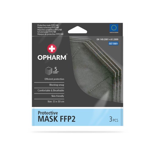 Ochranná maska OPHARM FFP2 3 ks - ŠEDÁ