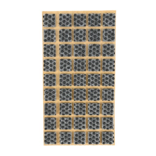 Protišmykové plstené podložky pod nábytok, šedé stoličky, 15x15mm, 45 ks