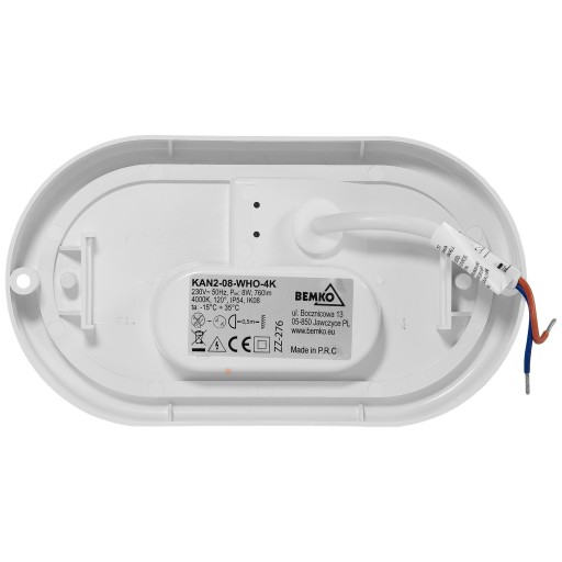 LED KANLO SVIETIDLO OVÁLNE 8W 4000K 760LM IP54 BIELA