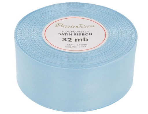 Ozdobná saténová stuha na ozdobu, 38mm, 32mb, azúrová