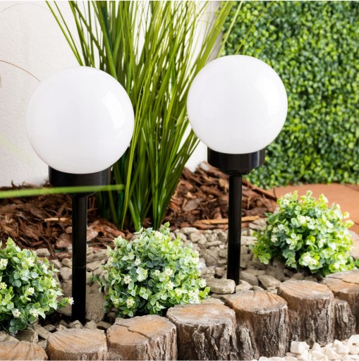 Solárne záhradné svietidlá, LED guľa, biele, 15 cm, pre záhradnú tyč