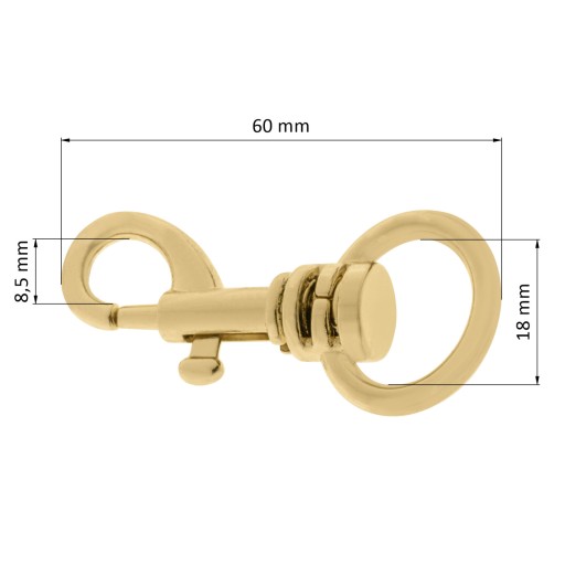 KARABÍNA zapínanie na veľkú tašku 60mm ZLATÁ