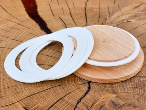 Ploché biele drevené tesnenie veka, 8 cm