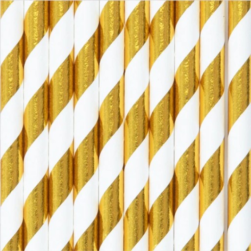 Papierové zlaté slamky 19,5 cm x 5 mm 10 ks.