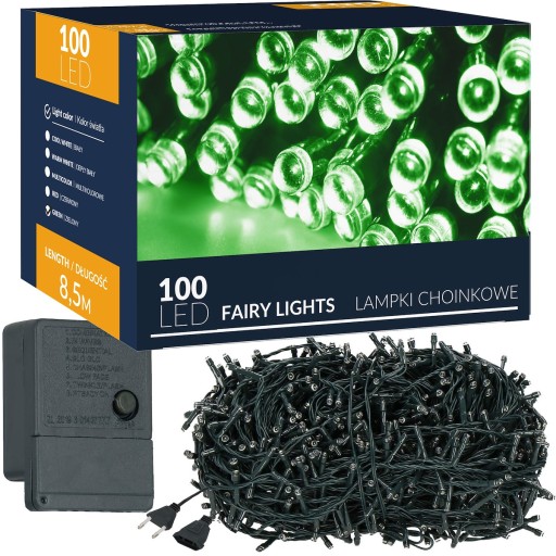 OSVETLENIE VIANOČNÉHO STROMČEKA 100 LED 8,5m VONKAJŠIE VNÚTORNÉ ZELENÉ VIANOCE