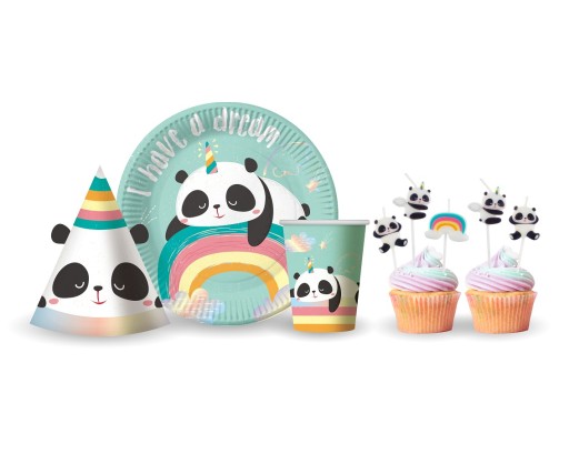 Narodeninové papierové poháre Panda 266 ml 6 ks.