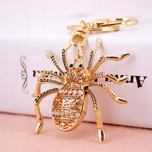 KEYRING Kľúčenka Spider, zlatá, zirkóny