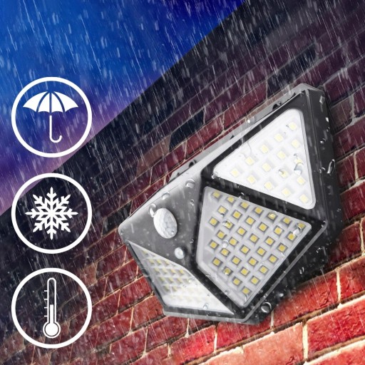 SOLAR LAMPA 100 LED SO SNÍMAČOM POHYBU SÚMRAK, NÁSTENNÁ FASÁDA