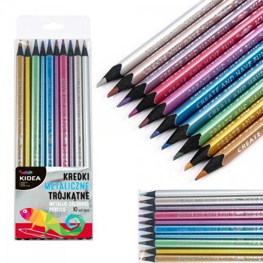 KIDEA TROJUHOLNÍKOVÉ METALICKÉ CENY 10 FARIEB + NEÓNOVÁ 6 FAREBNÁ SADA