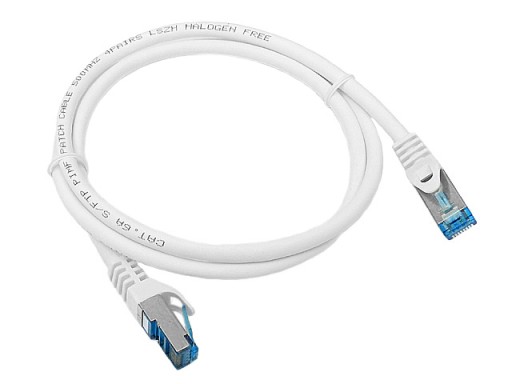 Cat.6A PIMF prepojovací kábel tienený RJ45-RJ45 1:1 Cu AWG26 biely 1m