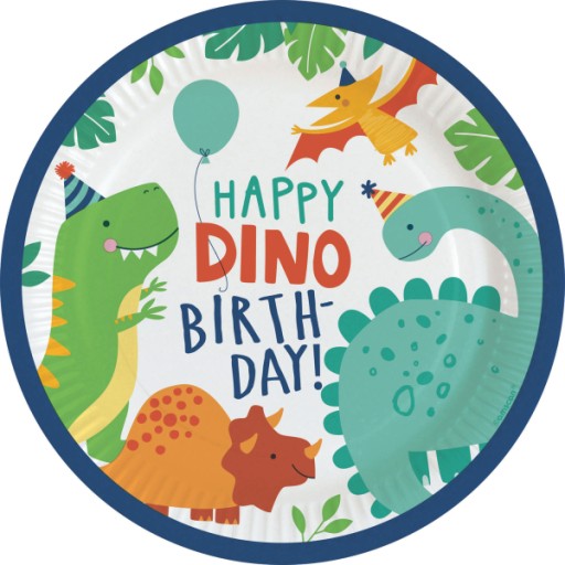 Narodeninové taniere Dinosaury 18 cm 8 ks.