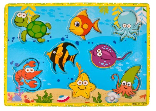 Drevené PUZZLE OCEAN FISH s magnetom PUZZLE